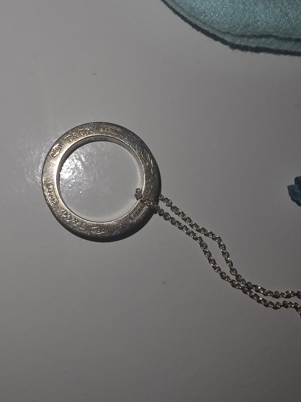 Tiffany & Co. Silver Circle Pendant Necklace with Tiffany Blue Pouch - Picture 2 of 2